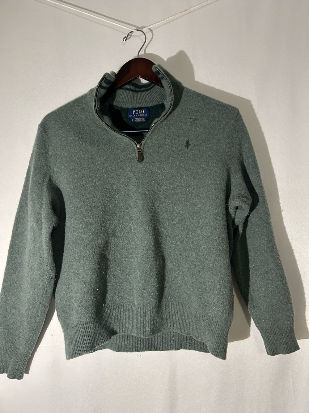 Polo by Ralph Lauren Men's Half-Zip Wool and Cashmere Sweater in Sage Green